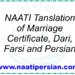 NAATI Tanslation of Marriage Certificate, Dari, Farsi and Persian
